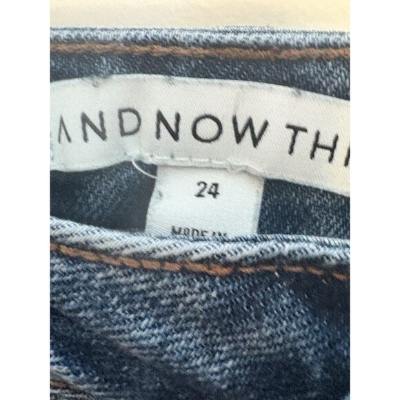 And Now This High Rise Button Fly Cropped Raw Hem Jeans Women Sz 24 Distressed - Picture 5 of 8